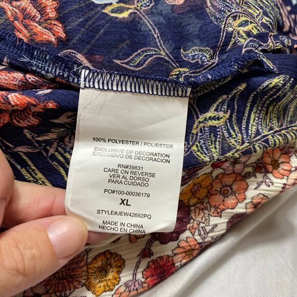 Jolt Blue Semi Sheer Floral Kimono Cover Up‎ SZ XL Duster Tassels Beach Boho - Picture 7 of 8